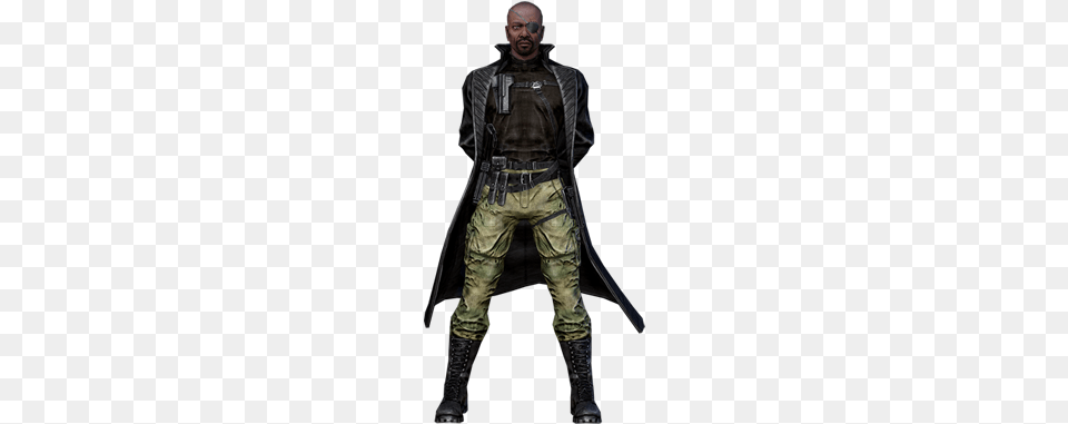 About Nick Fury Nick Fury Marvel Character, Clothing, Coat, Jacket, Pants Png