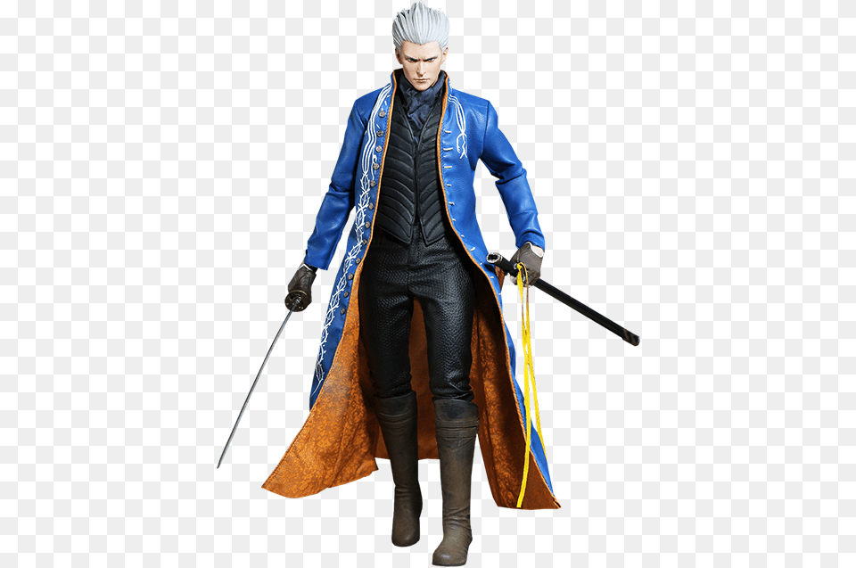 About The Devil May Cry Vergil Figure Devil May Cry Vergil Action Figure, Clothing, Coat, Adult, Male Free Png