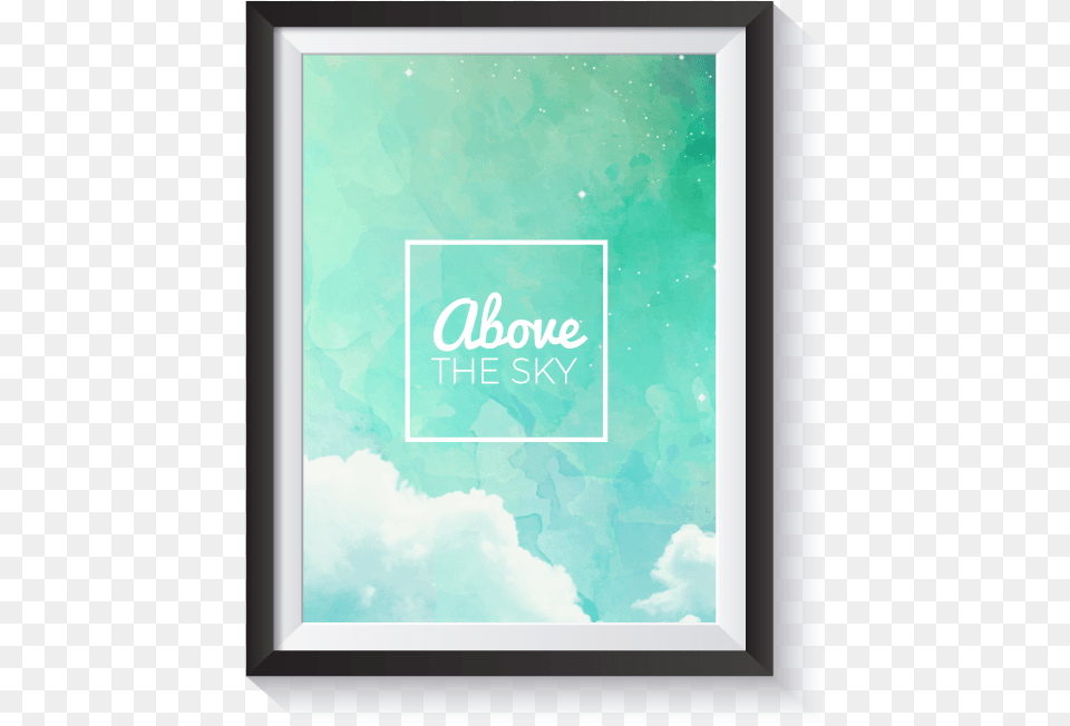 Above The Sky Text Blue Watercolor Minimal Nordic Print Watercolor Painting, Blackboard Free Png