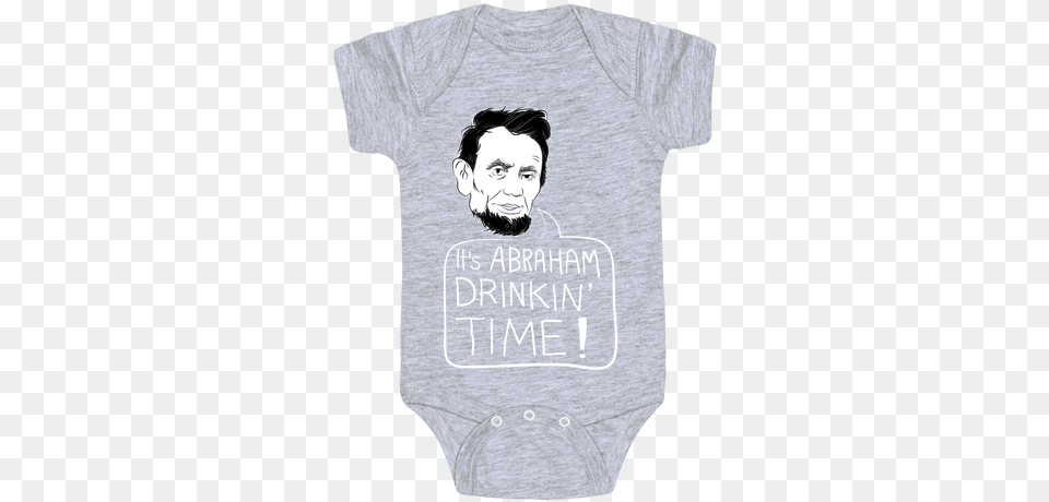 Abraham Drinkin Time Baby Onesy D Va Baby Onesie, Clothing, T-shirt, Adult, Male Png
