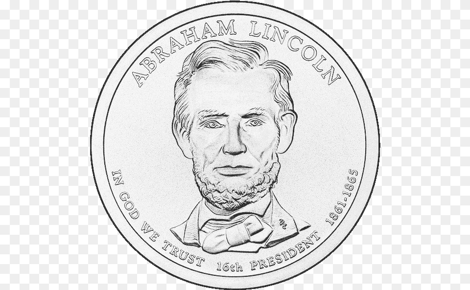 Abraham Lincoln Dollar Coin Download Abraham Lincoln Dollar Coin, Adult, Male, Man, Person Png