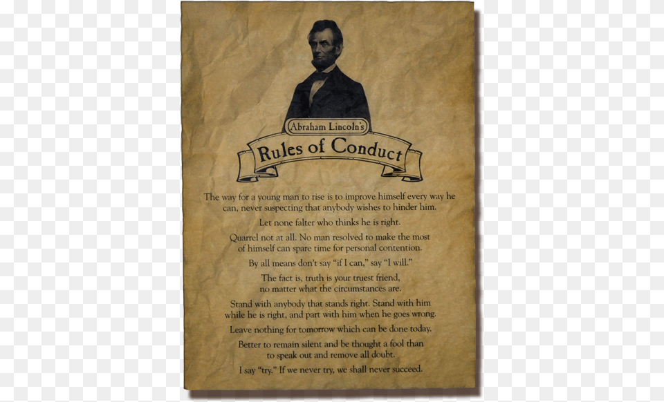 Abraham Lincoln Rules Of Conduct, Advertisement, Poster, Adult, Male Png Image