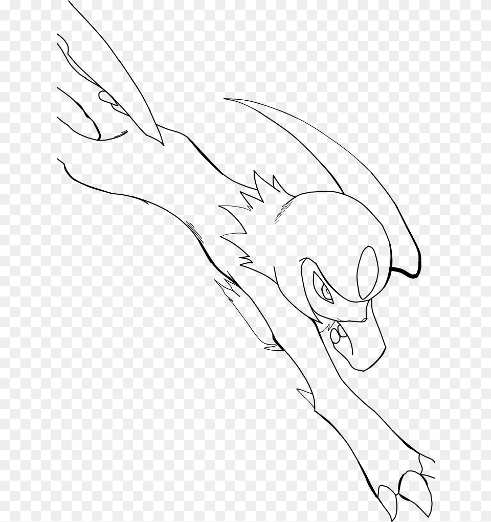 Absol Jump Lineart Absol, Gray Png