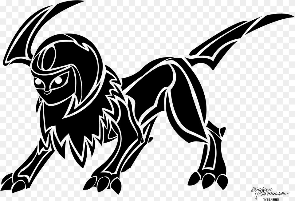 Absol Transparent Black And White Banner Transparent Pokemon Silhouette Absol, Gray Free Png