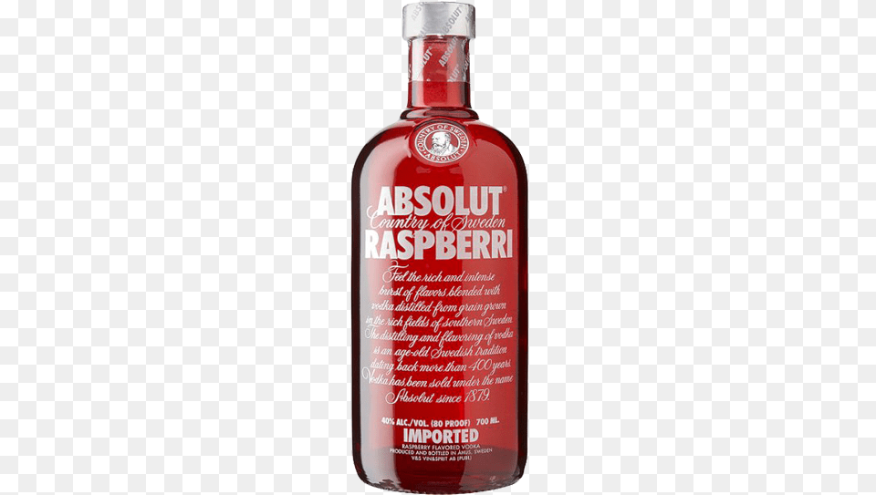 Absolut Absolut Vodka Raspberry Bottle, Alcohol, Beverage, Liquor, Food Free Png Download
