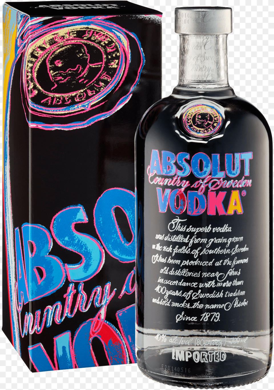 Absolut Andy Warhol Vodka 700ml Bottle Absolut Andy Warhol Edition Vodka, Alcohol, Beverage, Liquor, Cosmetics Free Png
