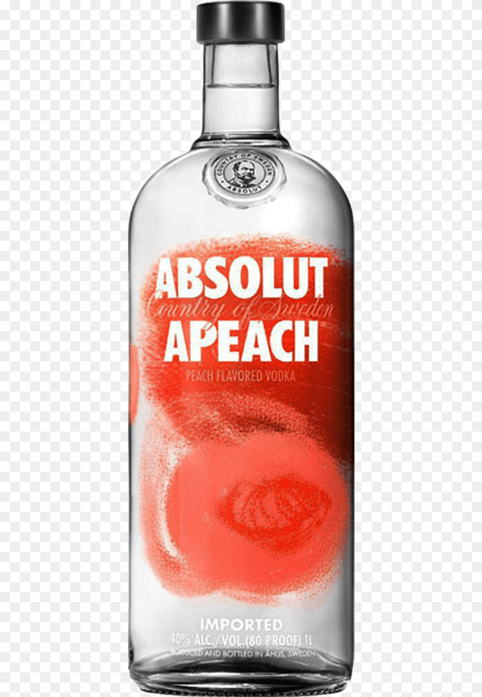Absolut Apeach 1 Ltr Absolut Vodka, Alcohol, Beverage, Liquor, Bottle Png Image