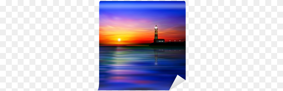 Abstract Background With Silhouette Of Lighthouse Wall Sunset, Nature, Outdoors, Sky, Architecture Free Png Download