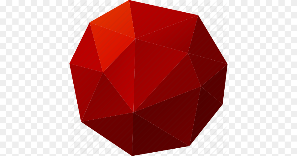 Abstract Basic Button Circle Dot Low Poly Polygonal Red Icon, Sphere, Accessories, Gemstone, Jewelry Png Image
