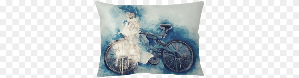 Abstract Bicycle On Watercolor Painting Background Painting, Cushion, Home Decor, Machine, Spoke Png Image