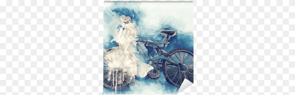 Abstract Bicycle On Watercolor Painting Background Watercolor Painting, Art, Machine, Spoke, Transportation Png Image