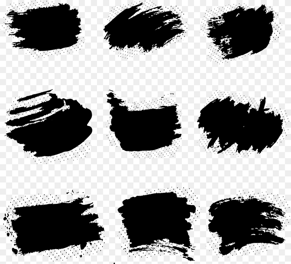 Abstract Black Brush Set Vector Illustration, Gray Png Image