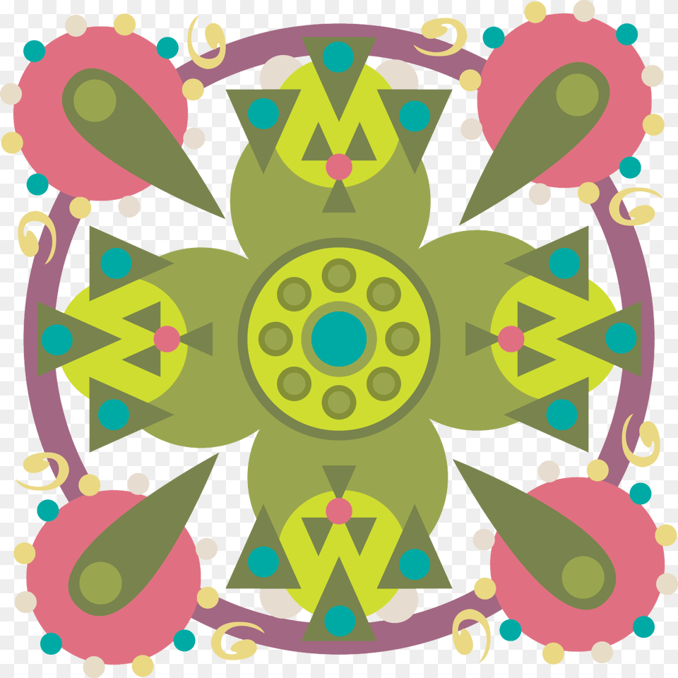 Abstract Cactus In A Radial Pattern Circle, Art, Floral Design, Graphics Free Png