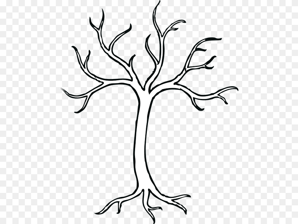 Abstract Dry Dead Tree Branches Vector Designs Vector Bare Tree Clip Art, Stencil Free Png Download