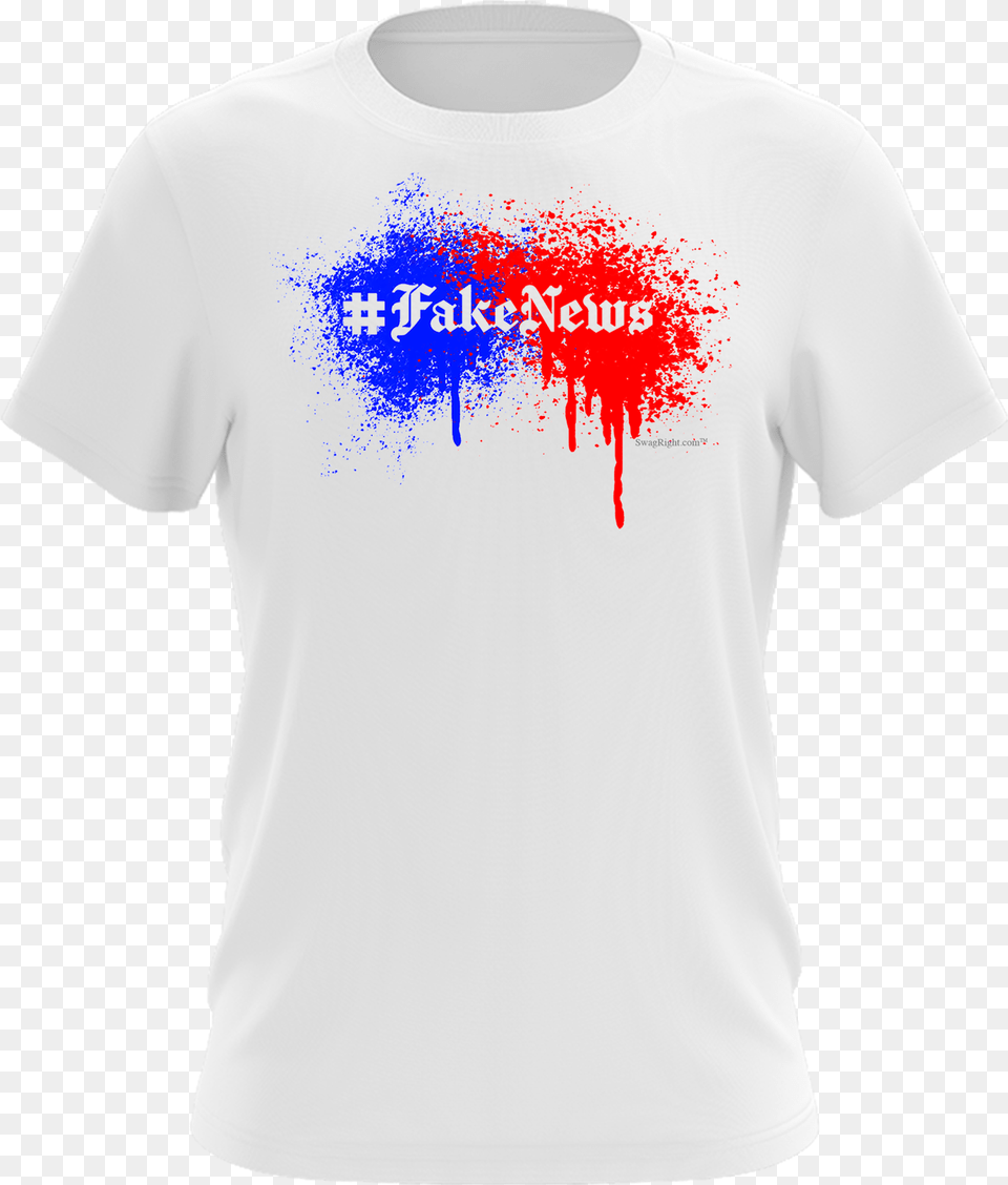 Abstract Fakenews Paint White Short Sleeve Tee Shirt Unisex, Clothing, T-shirt, Stain Free Transparent Png