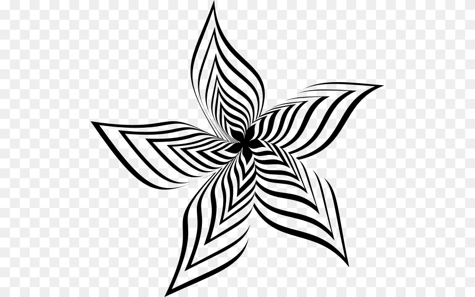 Abstract Flower Black Colour Line Art Design, Gray Png