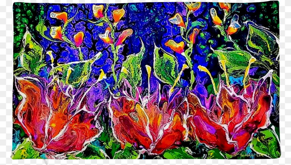 Abstract Flower Garden Premium Pillow Case Only Sandra Lett Art, Collage, Modern Art, Purple, Painting Free Transparent Png