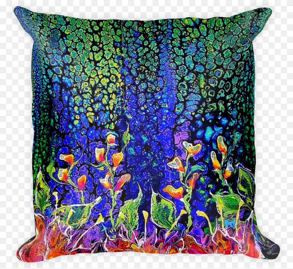 Abstract Flower Garden Premium Pillow Painting, Cushion, Home Decor Free Png