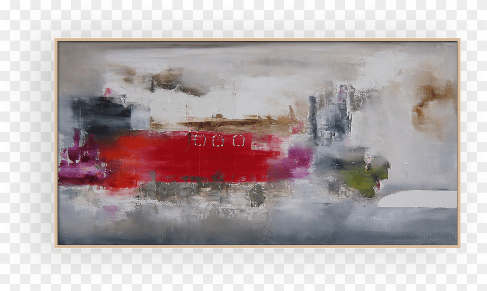 Abstract Lanscape Grey Red Painting Fine Art Oils On Painting Free Png Download