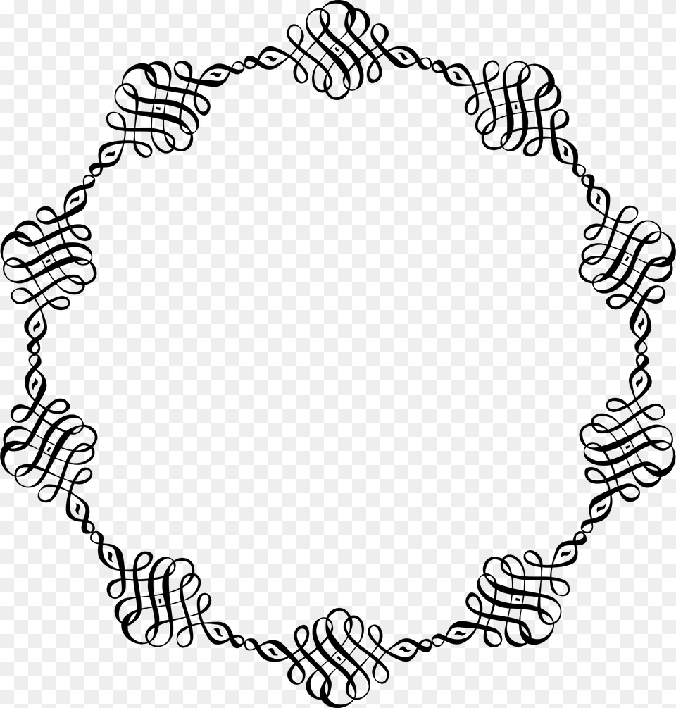 Abstract Line Art Flourish Frame Clip Arts Transparent Background Fancy Border, Gray Png