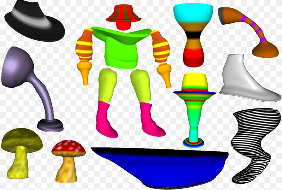 Abstract Models Of 3 Dimensional Shapes, Fungus, Plant, Baby, Person Png Image