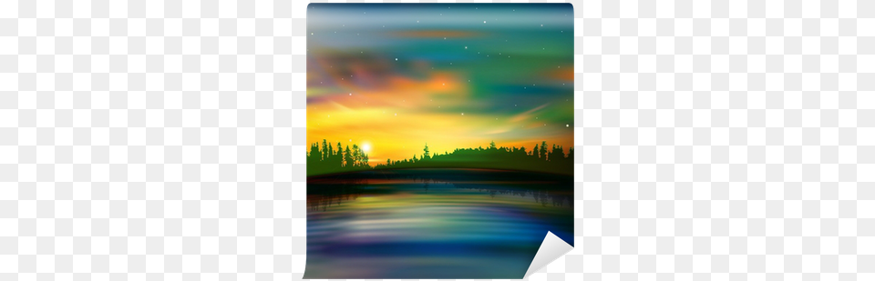 Abstract Nature Background With Sunrise Wall Mural Aurora, Night, Outdoors, Sky, Scenery Free Png
