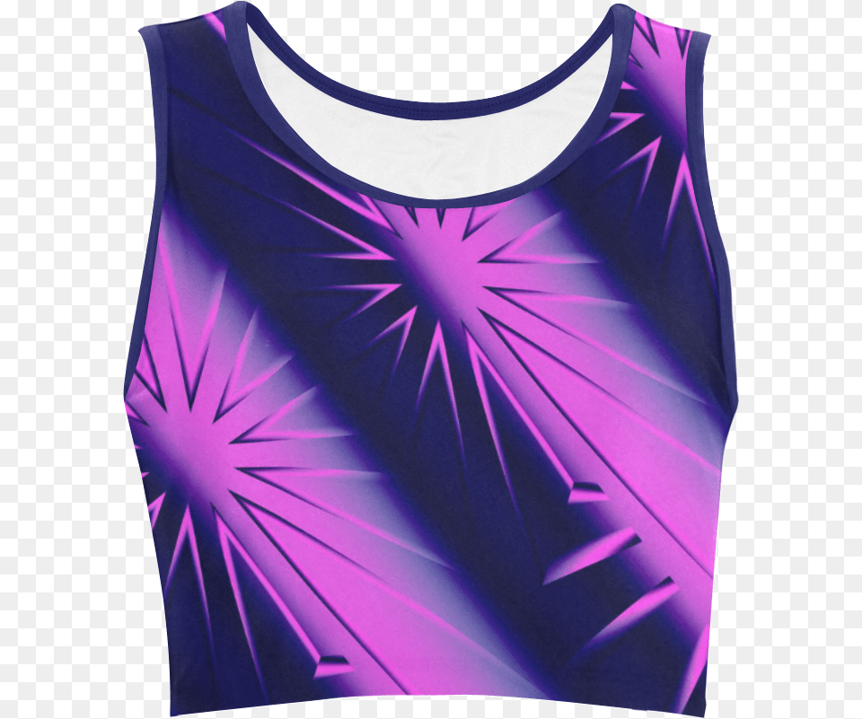 Abstract Purple And Blue Starburst Women S Crop Top Black Crop Top With Stars, Clothing, Tank Top, Adult, Male Free Png