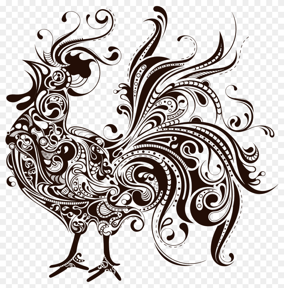Abstract Rooster Clipart, Art, Floral Design, Graphics, Pattern Png