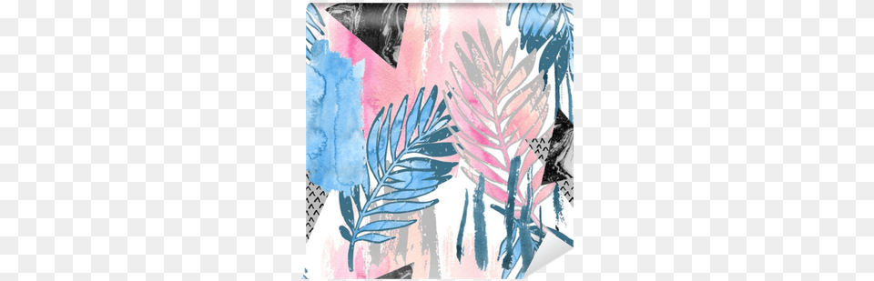 Abstract Tropical Leaves Filled With Watercolor Rough Watercolor Painting, Art, Graphics, Floral Design, Pattern Png Image