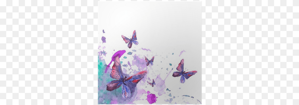 Abstract Watercolor Background With Butterflies Poster Watercolour Abstract Butterfly Design, Art, Purple, Painting, White Board Png