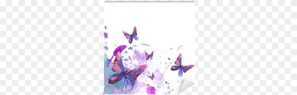 Abstract Watercolor Background With Butterflies Wall Watercolour Abstract Butterfly Design, Purple, Art, Painting, Graphics Png