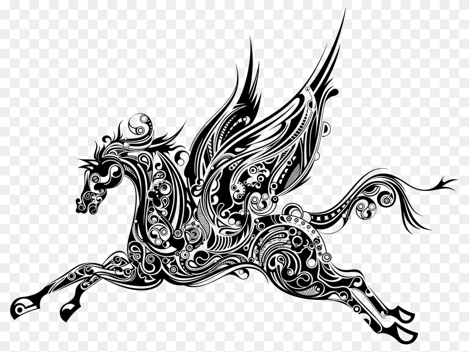 Abstract Winged Horse Silhouette Clipart, Dragon, Art Free Png Download