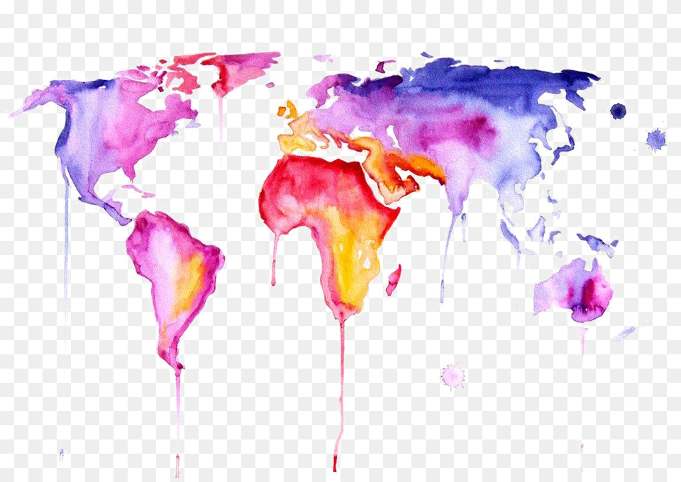 Abstract World Map Clipart World Map Watercolor, Chart, Plot, Purple, Art Free Transparent Png