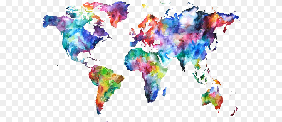 Abstract World Map Download Colorful World Map, Art, Modern Art Free Png