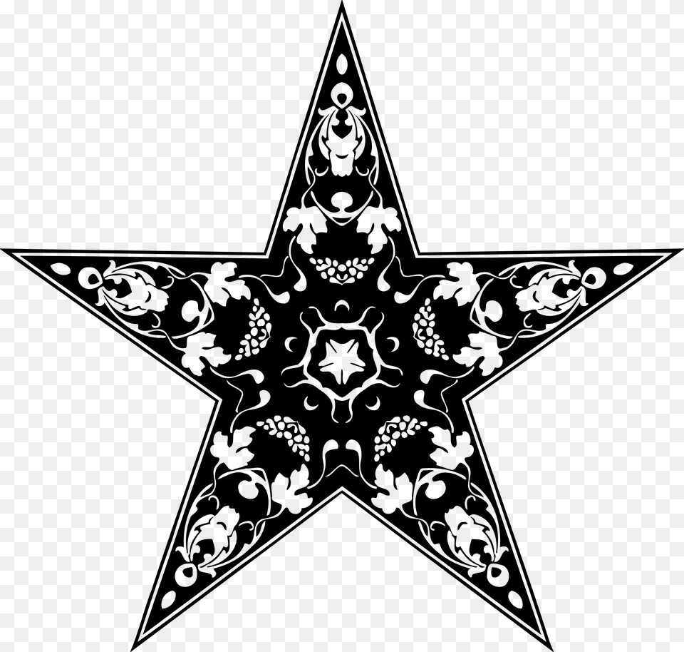 Abziehtattoo Nautical Star Paisley Estampado Blanco Y Negro De Estrellas, Gray Png Image