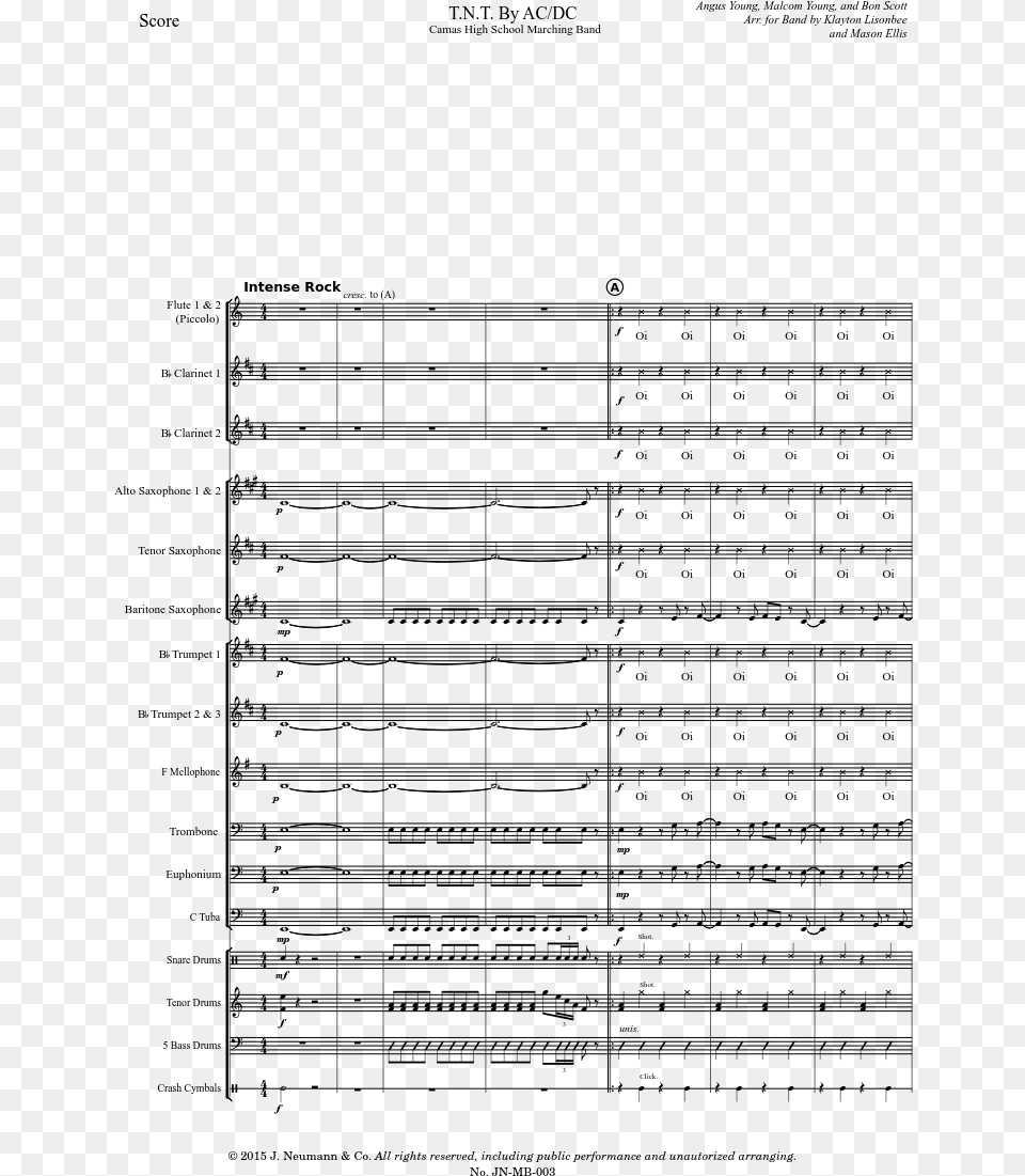 Ac Dc Tnt Alto Sax Sheet Music, Gray Free Png Download