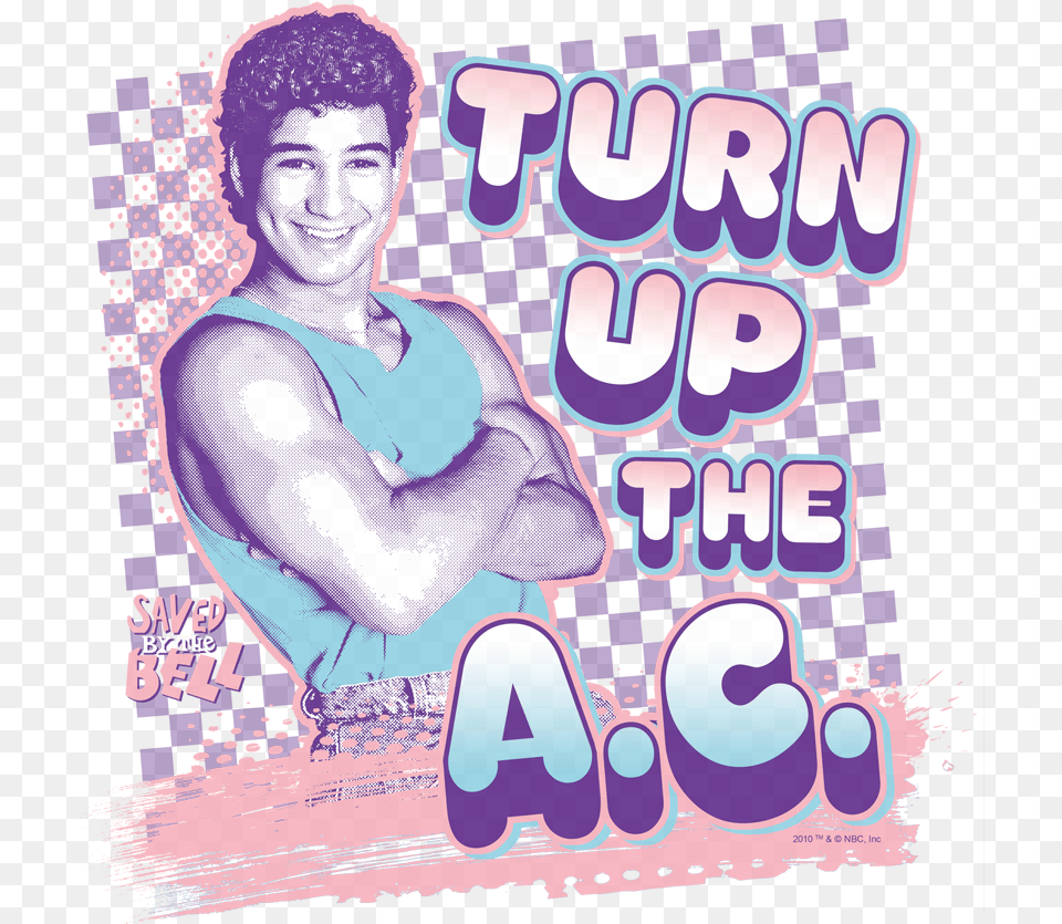 Ac Juniors T Turn Up The Ac Shirt, Purple, Advertisement, Poster, Person Png Image