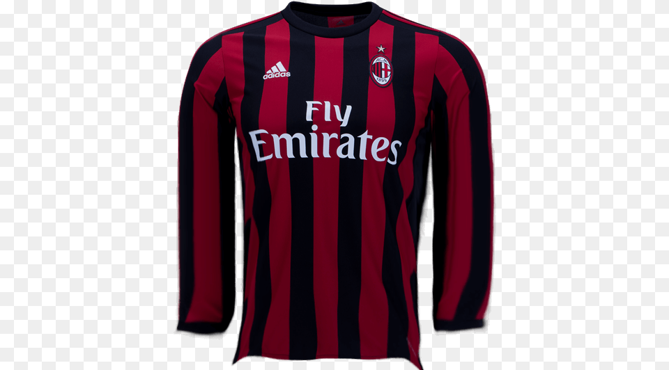 Ac Milan 1718 Home Ls Jersey Personalized Ac Milan Jersey 2018, Clothing, Shirt, T-shirt, Long Sleeve Free Png Download