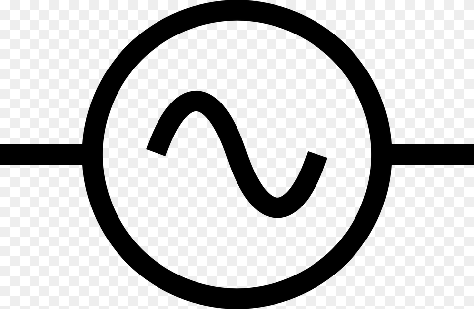 Ac Supply Alternating Current Ac Circuit Symbol Ac Power Source Symbol, Gray Free Png