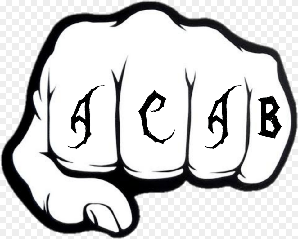 Acab Skinhead Fist Hand Tattoo Black White Lineart Fist Bump, Body Part, Person, Baby Png