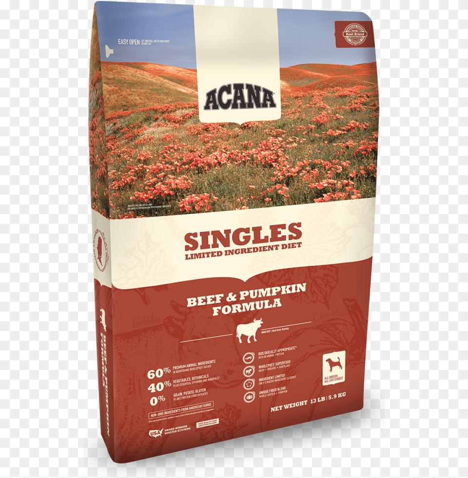 Acana Singles Limited Ingredient Diet Grain Beef, Advertisement, Poster, Box, Flower Png Image