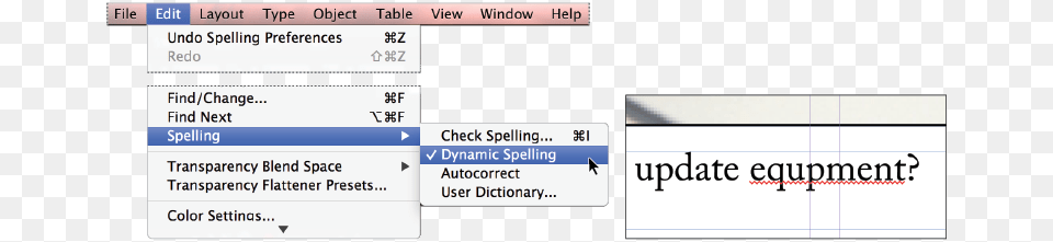 Accessing Dynamic Spelling Through The Edit Menu Auto Spell Check For Illustrator Cc, Text, Document Png Image