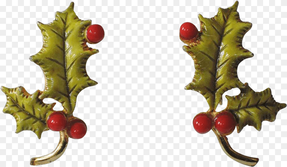 Accessocraft N Y C Holly Berry Leaves Vintage Holly Berries, Accessories, Earring, Plant, Leaf Free Png