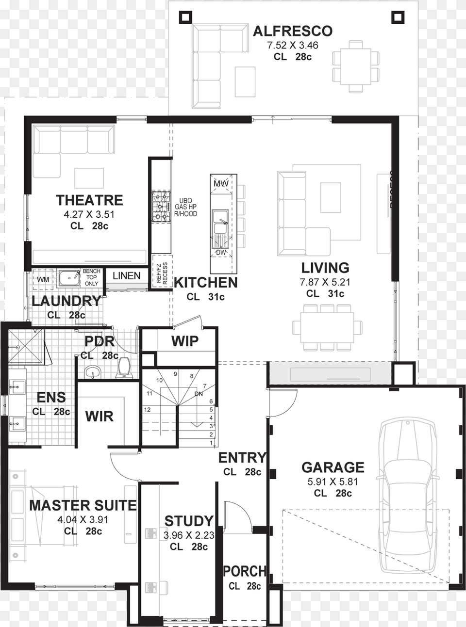 Acclaim Master Suite Down Double Storey Ground Floor Plan, Diagram, Floor Plan, Cad Diagram Free Png