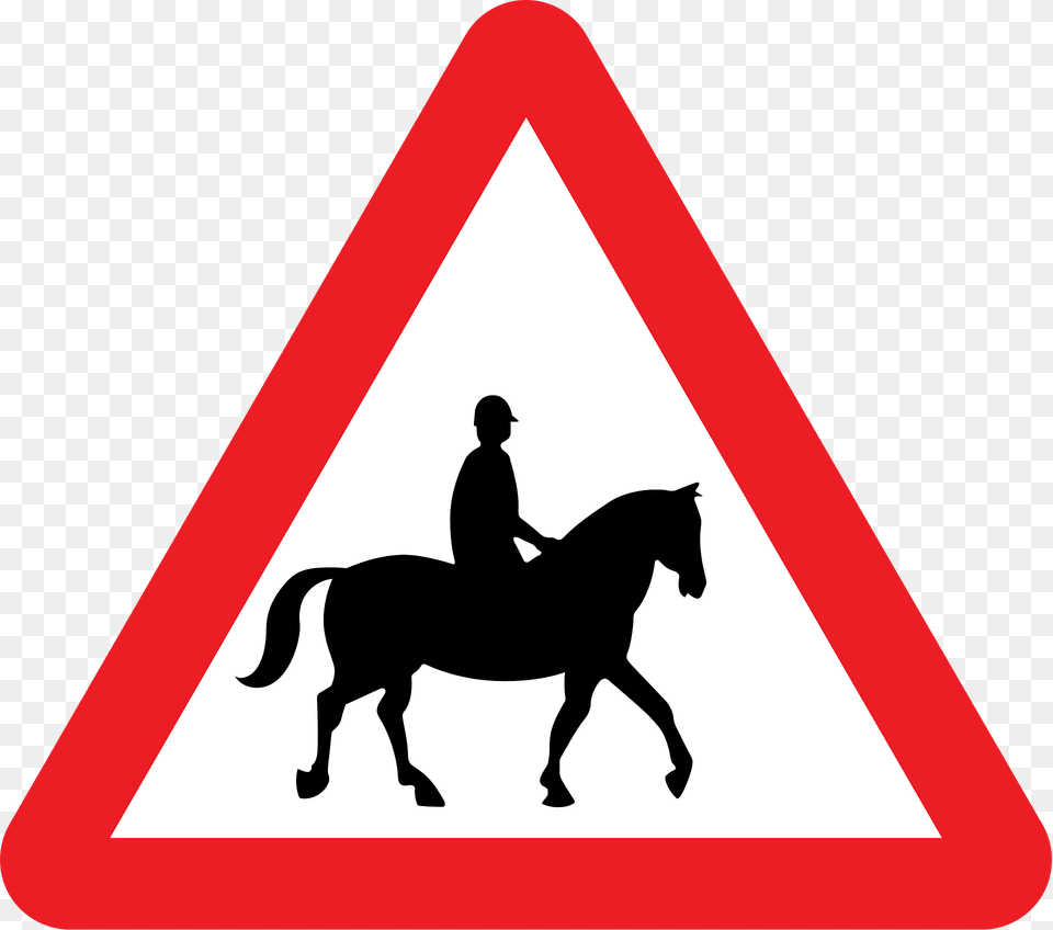 Accompanied Horses Or Ponies Likely To Be In Or Crossing The Road Clipart, Symbol, Sign, Person, Man Free Png Download