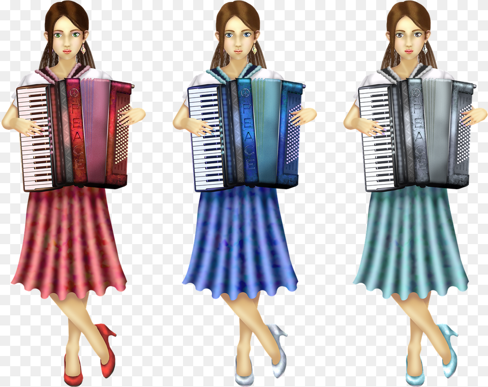 Accordion Women Girl Musicians Musical Instruments Kreslen Akordeony, Woman, Adult, Person, Female Free Transparent Png