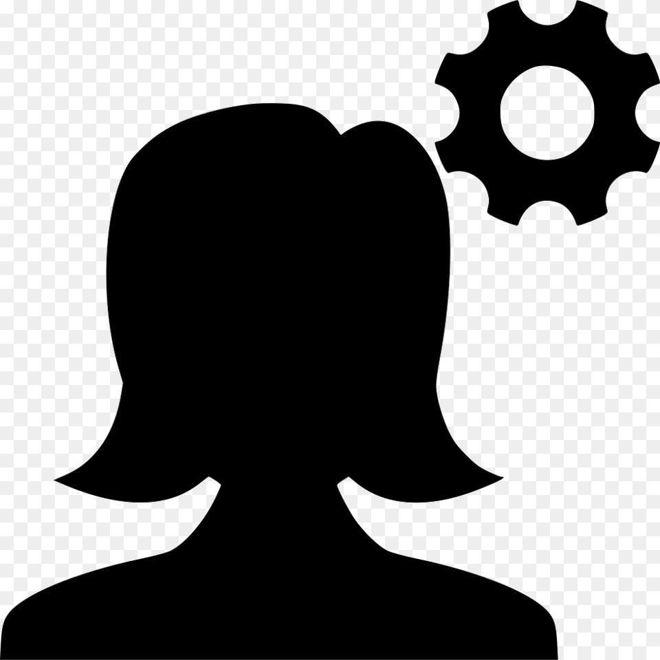 Account Woman Settings Setting Options Gear Setting Icon, Silhouette, Stencil, Machine, Animal Free Png