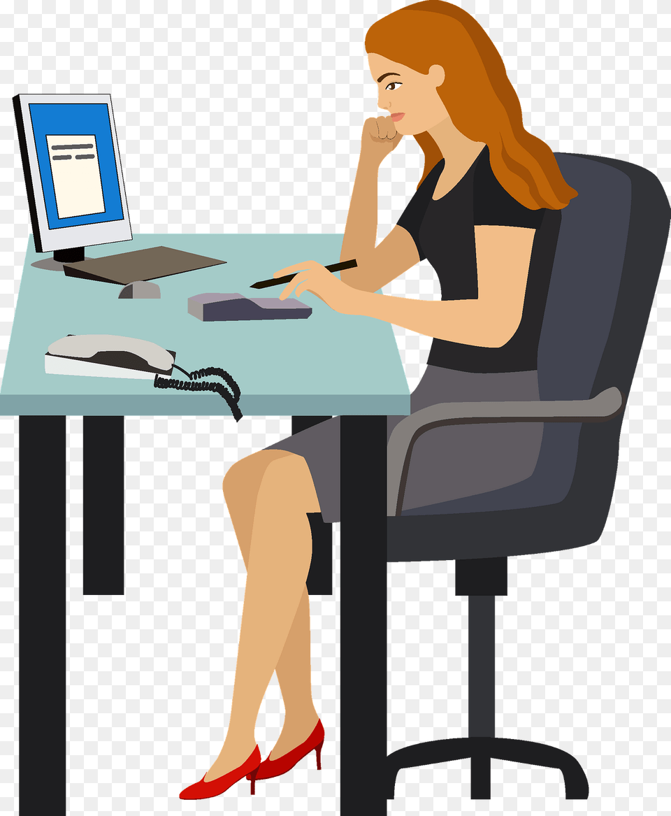 Accounting Clipart, Table, Furniture, Desk, Sitting Png Image