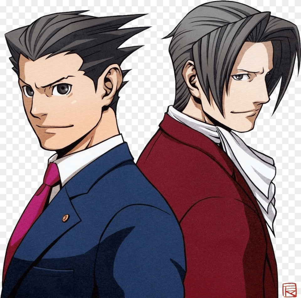 Ace Attorney High Quality Background On Wallpapers Ace Attorney Phoenix And Edgeworth, Publication, Book, Comics, Adult Png Image