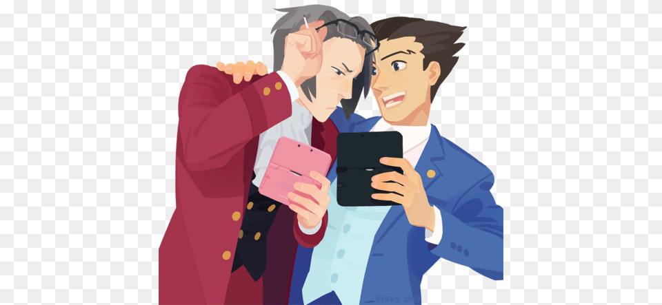Ace Attorney Phoenix Wright And Miles Edgeworth Image Phoenix Wright And Miles, Formal Wear, Phone, Mobile Phone, Electronics Free Png Download